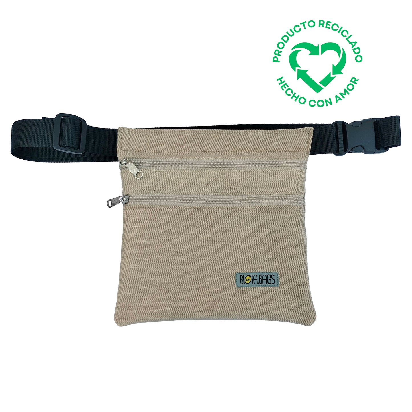 Riñonera Tejano Beige Reciclado Nuevo tamaño