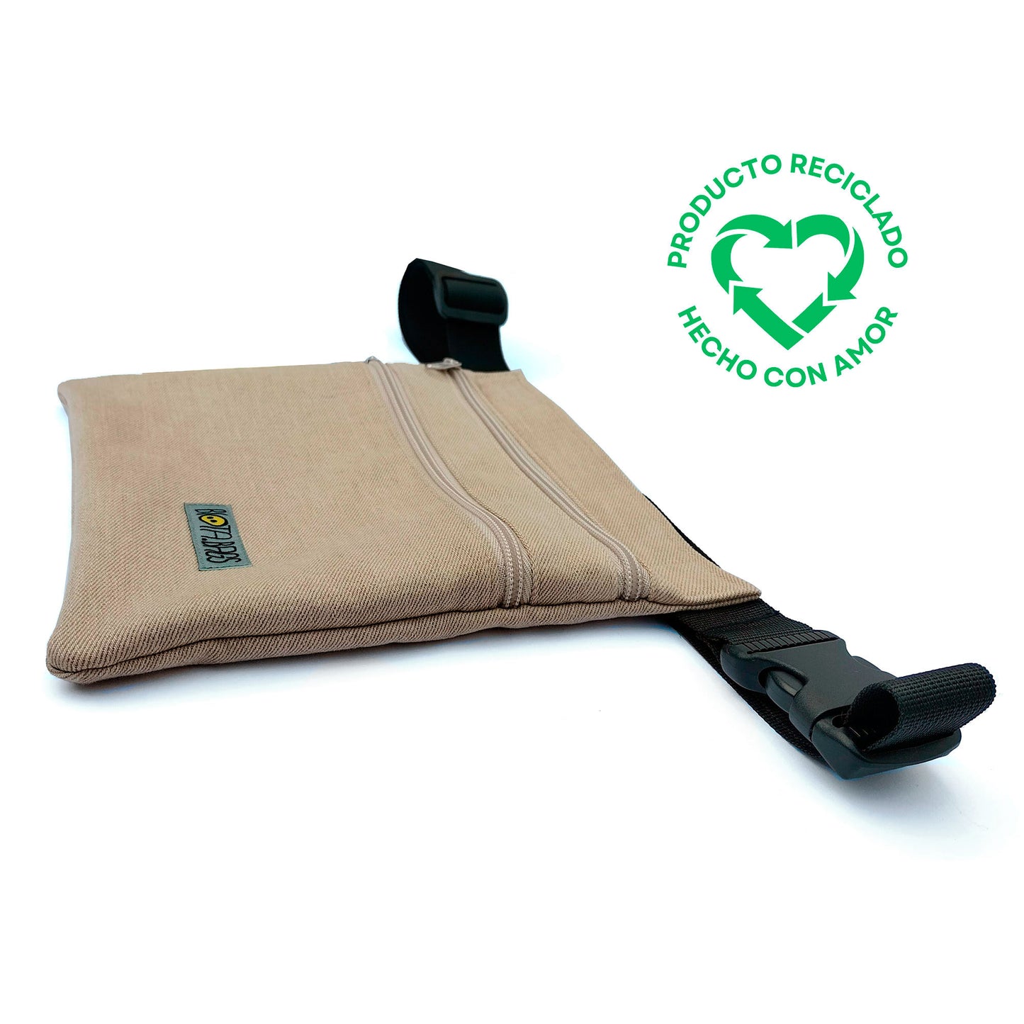 Riñonera Tejano Beige Reciclado Nuevo tamaño