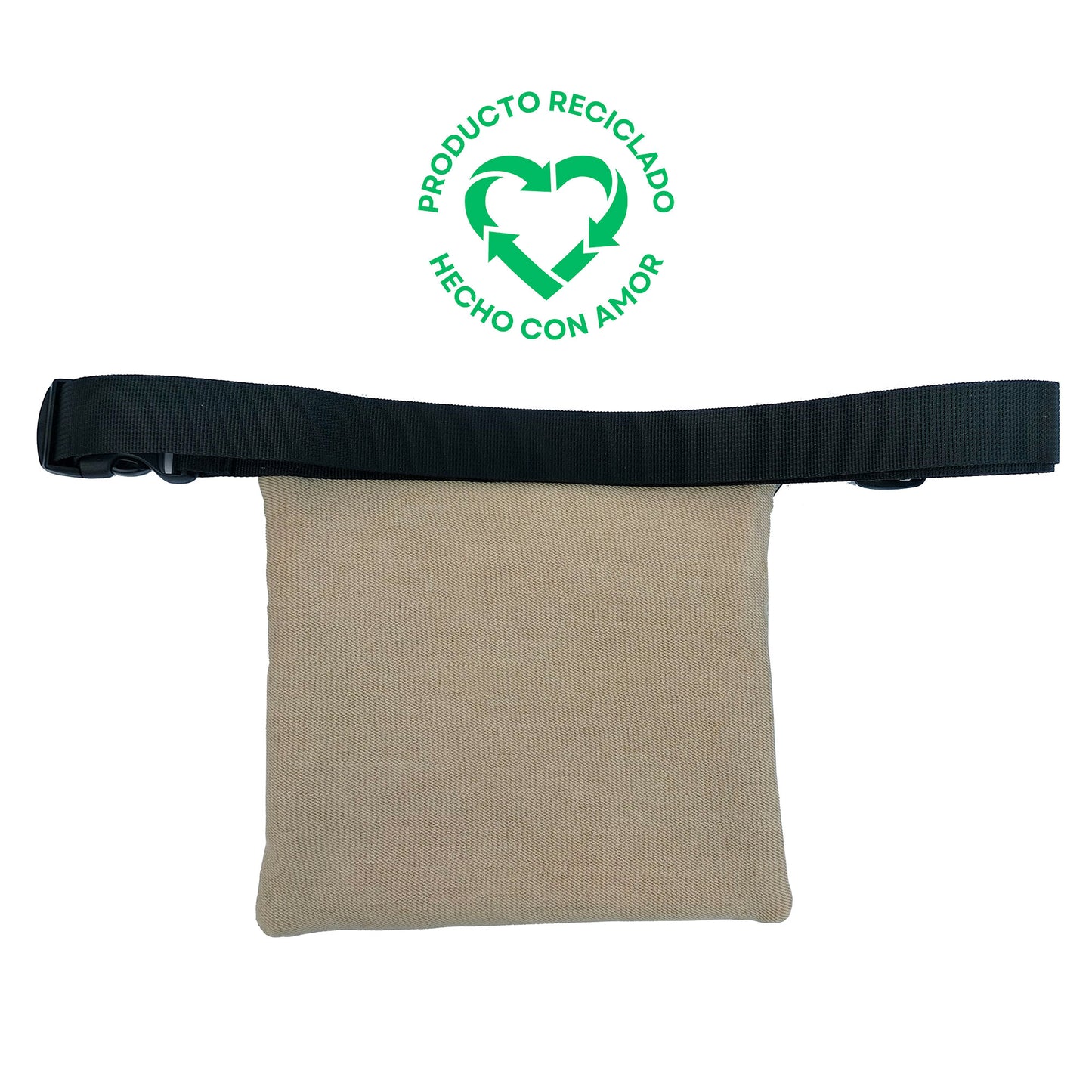 Riñonera Tejano Beige Reciclado Nuevo tamaño