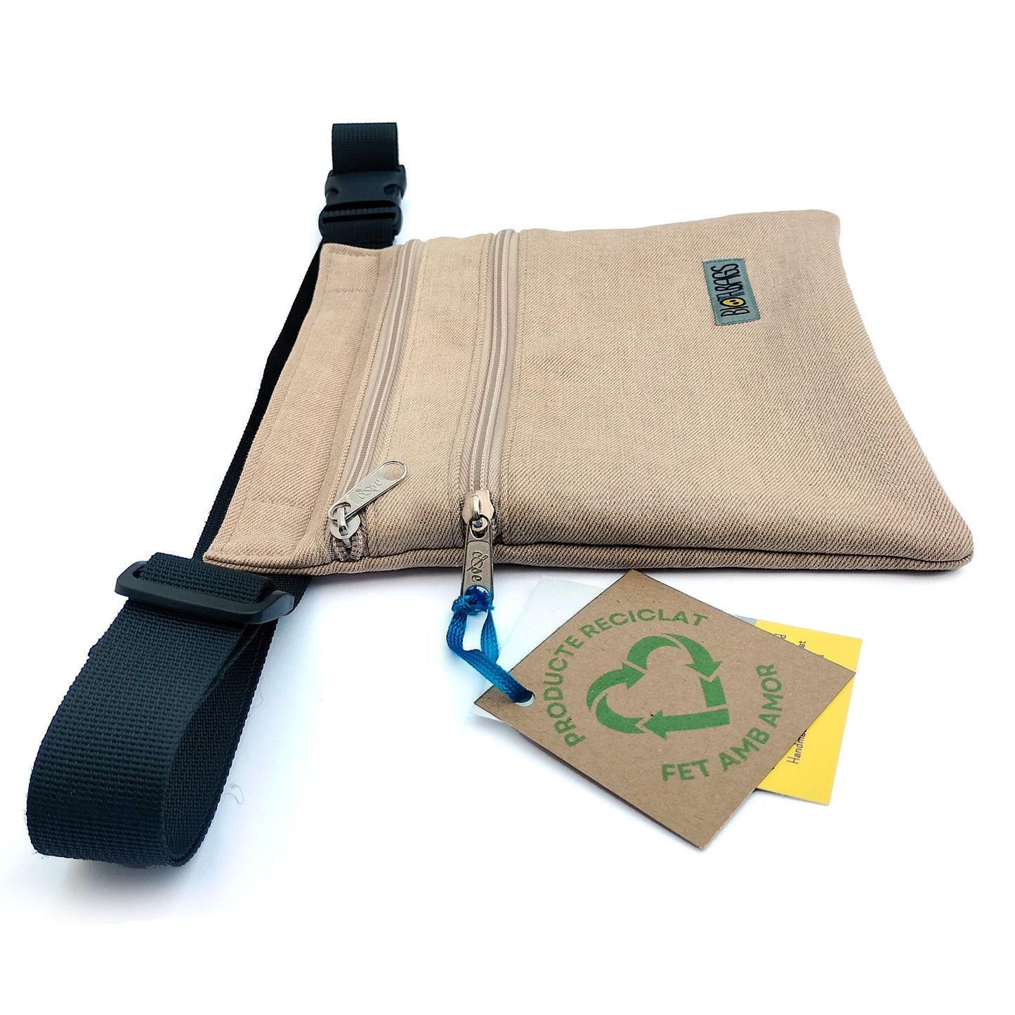 Riñonera Tejano Beige Reciclado Nuevo tamaño