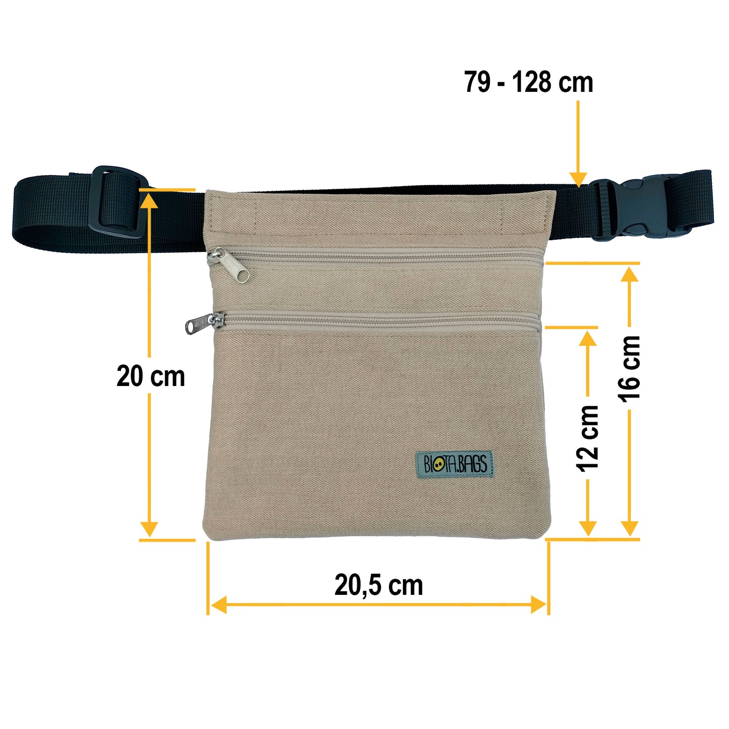 Riñonera Tejano Beige Reciclado Nuevo tamaño