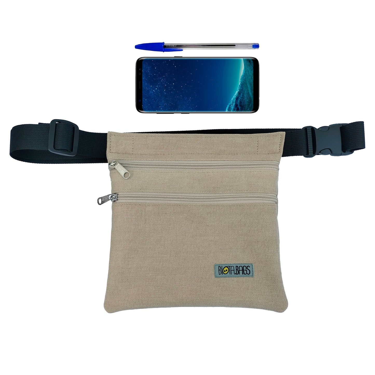 Riñonera Tejano Beige Reciclado Nuevo tamaño