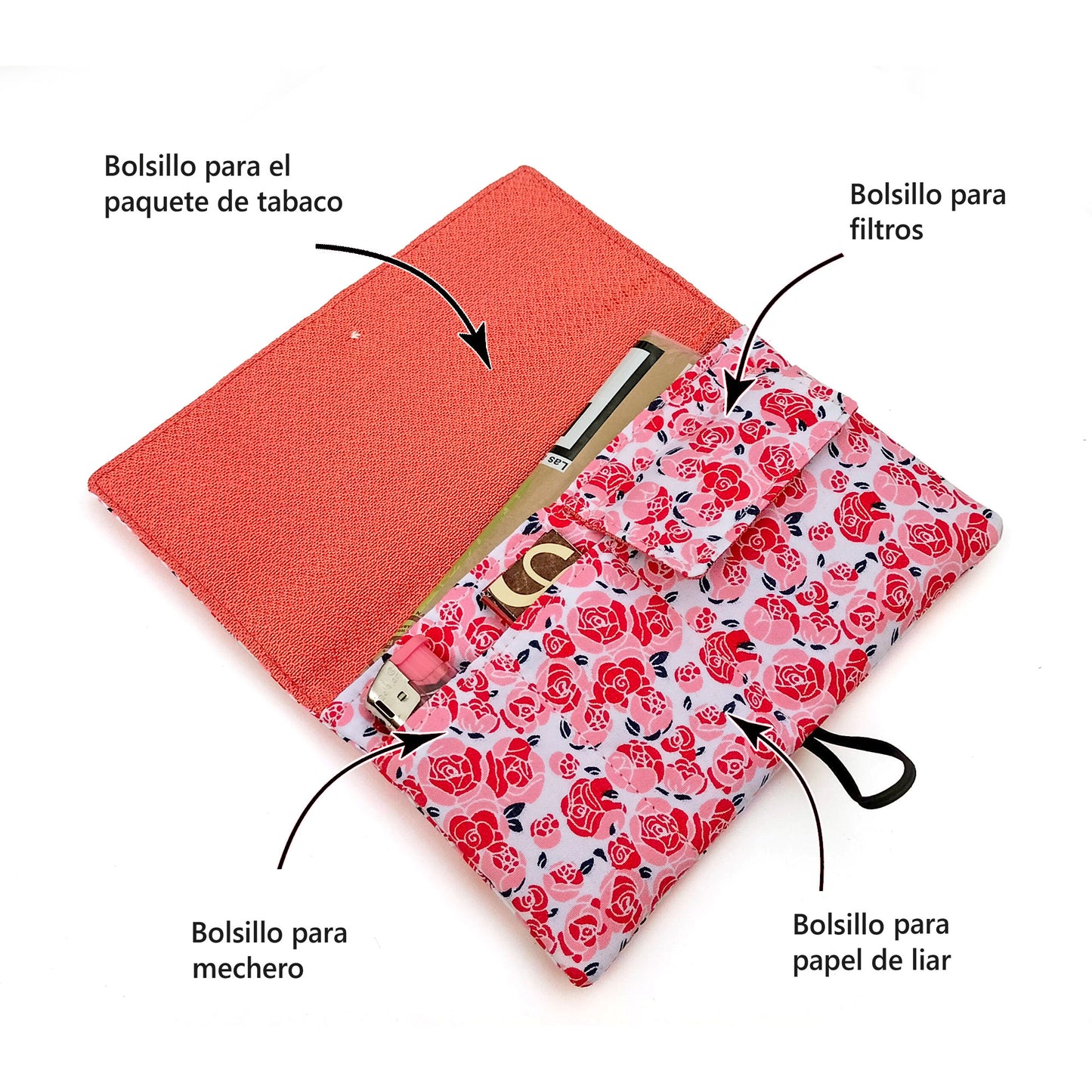 PITILLERA TABACO FLORES ROSA